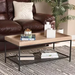 Brown Wood Raised Edge Coffee Table