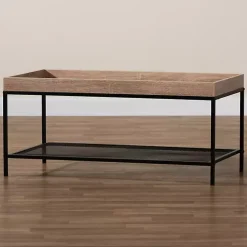 Brown Wood Raised Edge Coffee Table
