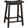 Brown Wood Rectangular Counter Stools, Set of 2