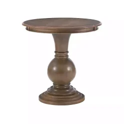 Brown Wood Round Base Side Table