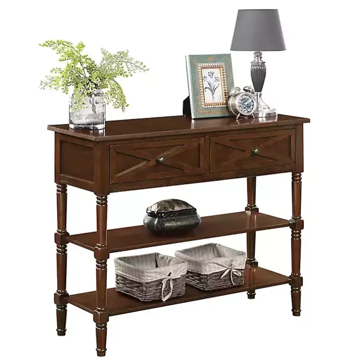 Brown Wood Traditional Console Table