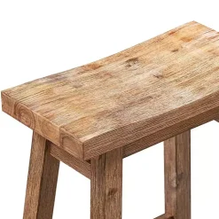 Brown Wooden Saddle Seat Counter Stool