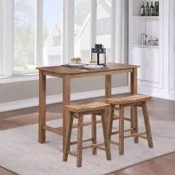 Brown Wooden Saddle Seat Counter Stool