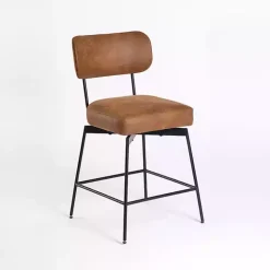 Brown Wyatt Faux Leather Swivel Counter Stool