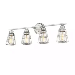 Brushed Nickel Cage Shade Vanity Light