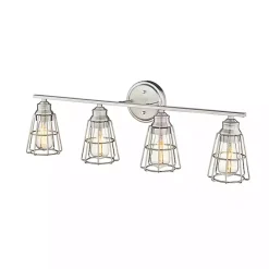 Brushed Nickel Cage Shade Vanity Light