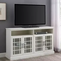 Brushed White Window Pane TV Stand