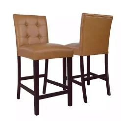 Camel Faux Leather Jeremy Counter Stools, Set of 2