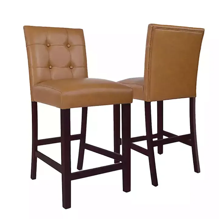 Camel Faux Leather Jeremy Counter Stools, Set of 2