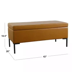 Caramel Vegan Leather Storage Bench