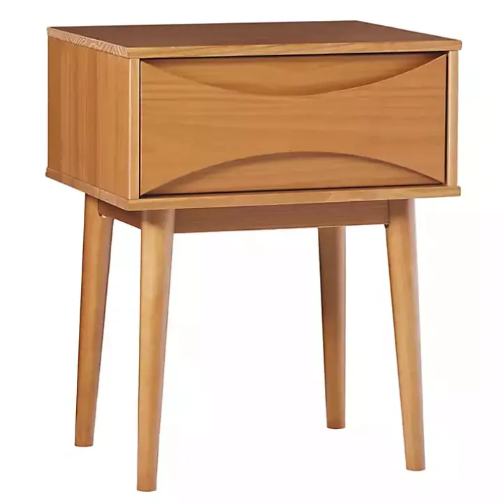 Caramel Wood Mid-Century Modern Nightstand