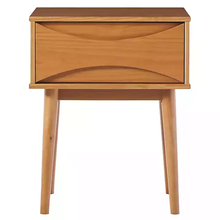 Caramel Wood Mid-Century Modern Nightstand