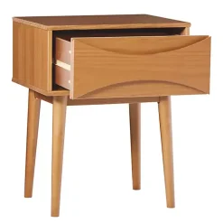 Caramel Wood Mid-Century Modern Nightstand