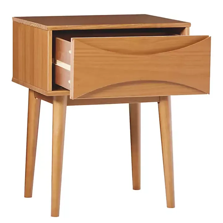 Caramel Wood Mid-Century Modern Nightstand