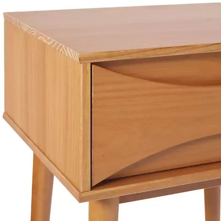 Caramel Wood Mid-Century Modern Nightstand