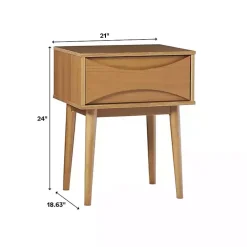 Caramel Wood Mid-Century Modern Nightstand