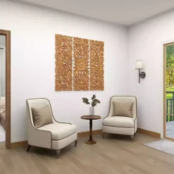 Carved Mandala Mango Wood Accent Table