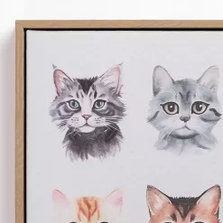 Cat Portraits Framed Canvas Art Print