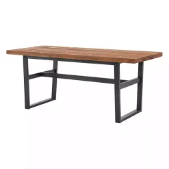 Cedar Wood and Black Metal Dining Table