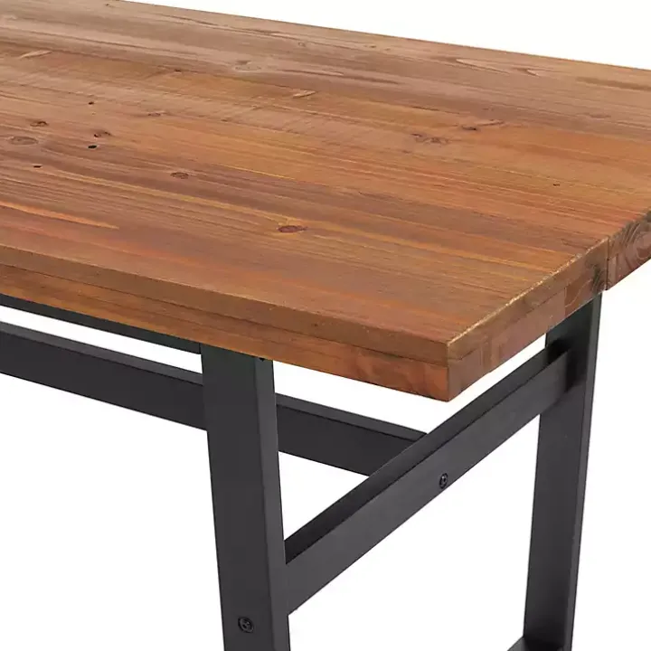 Cedar Wood and Black Metal Dining Table