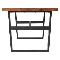 Cedar Wood and Black Metal Dining Table