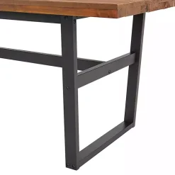 Cedar Wood and Black Metal Dining Table
