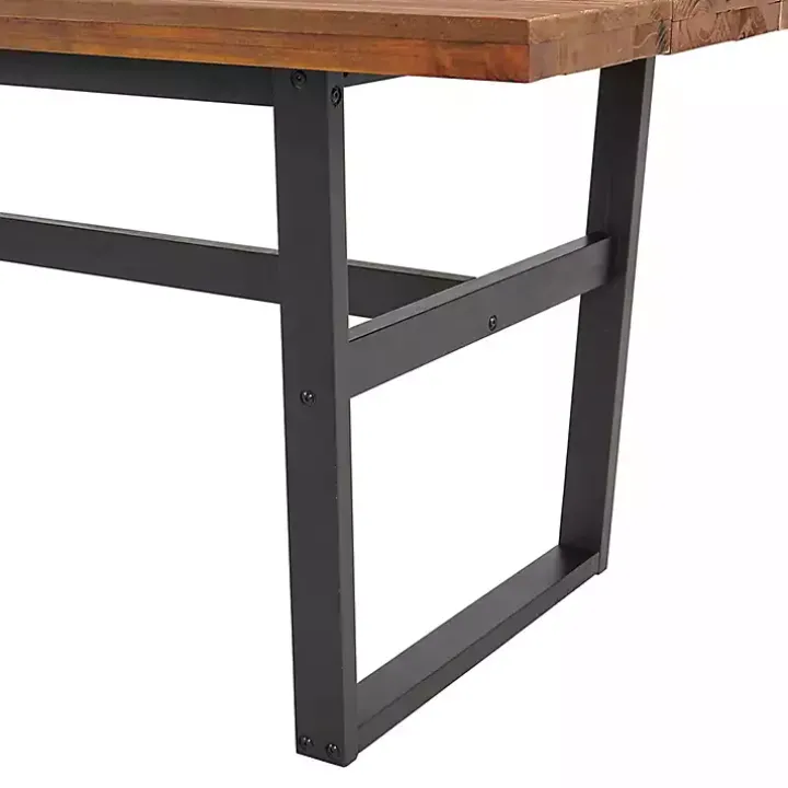 Cedar Wood and Black Metal Dining Table