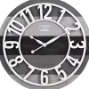 Charcoal Gray and White Plank Wall Clock