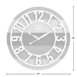 Charcoal Gray and White Plank Wall Clock