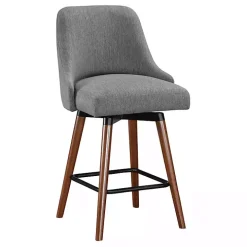 Charcoal Mid-Century Modern Swivel Counter Stool
