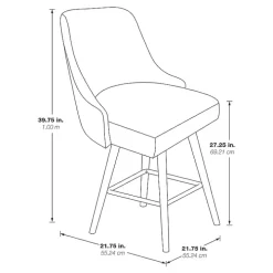 Charcoal Mid-Century Modern Swivel Counter Stool