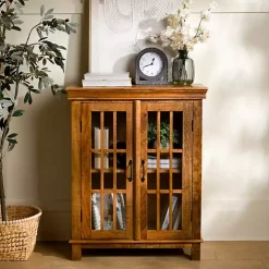 Charlie Natural Mango Wood Windowpane Cabinet