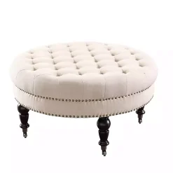 Charlotte Tufted Round Natural Ottoman