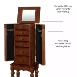 Cherry 5-Drawer Ollie Petite Jewelry Armoire