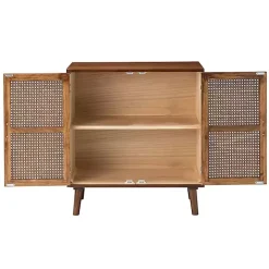 Cherry Wood Frame Rattan Front Cabinet