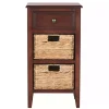 Cherry Wood Woven Baskets Everly Accent Table