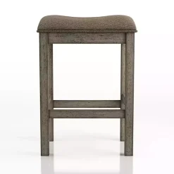 Chestnut Wood Upholstered Counter Stools, Set of 2