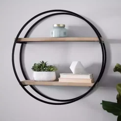 Circle Double Wood Wall Shelf, 25 in.
