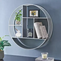 Circular Silver Open Sides Floating Shelf