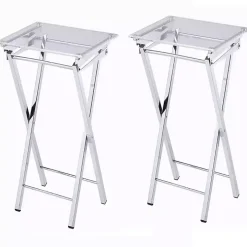 Clear Acrylic Folding TV Tray Tables, Set of 2