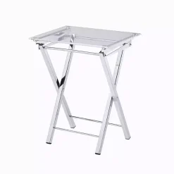 Clear Acrylic Folding TV Tray Tables, Set of 2