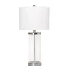 Clear Glass and Nickel Cylindrical Table Lamp