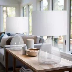 Clear Glass Tapered Table Lamps, Set of 2
