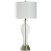 Clear Seeded Glass and Brass Table Lamp