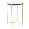 Clear Textured Glass & Gold Iron Accent Table