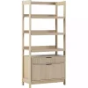 Coastal Oak 2-Drawer Modern Wood Bookcase