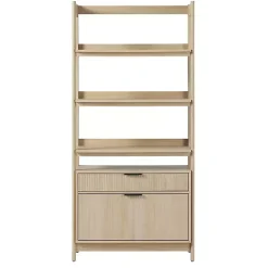 Coastal Oak 2-Drawer Modern Wood Bookcase