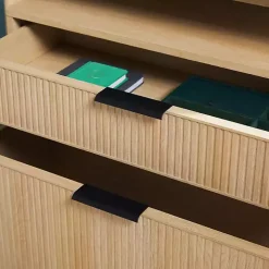 Coastal Oak 2-Drawer Modern Wood Bookcase