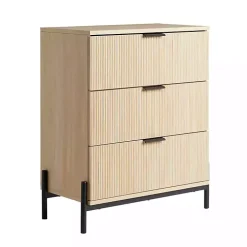 Coastal Oak Reeded 3-Drawer Dresser
