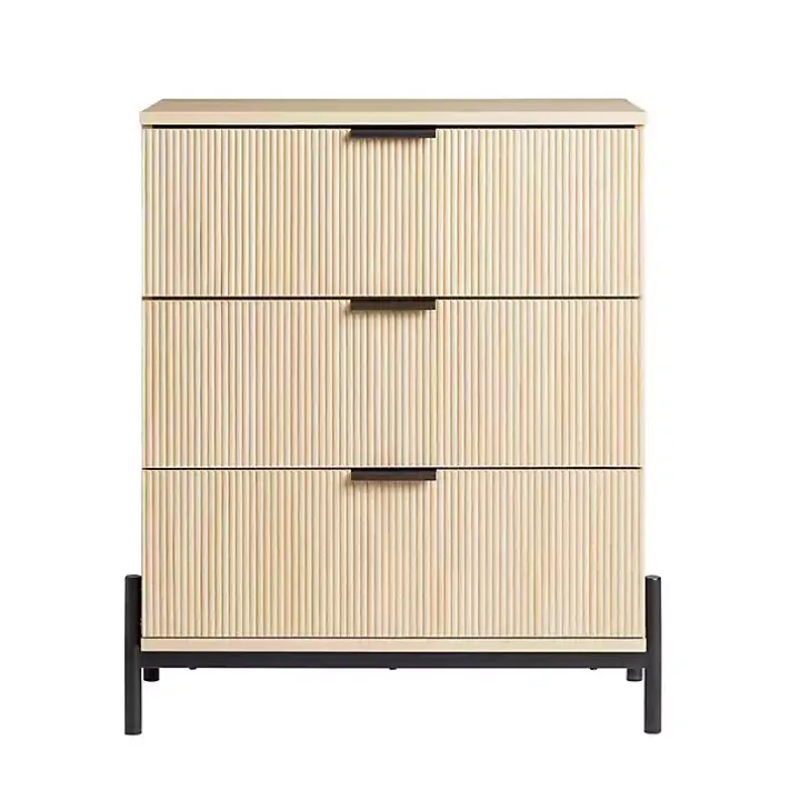 Coastal Oak Reeded 3-Drawer Dresser